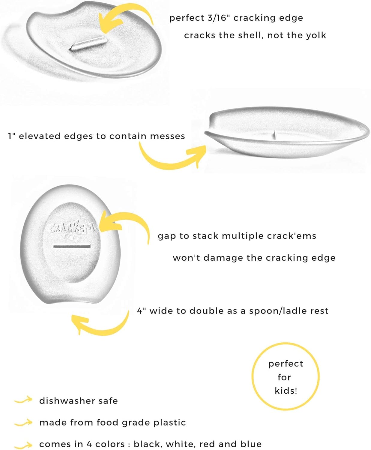 Crack'em Egg Cracker & Spoon Rest (Jet Black) - Perfectly Cracks Eggs & Contains Messes, Easy to Use