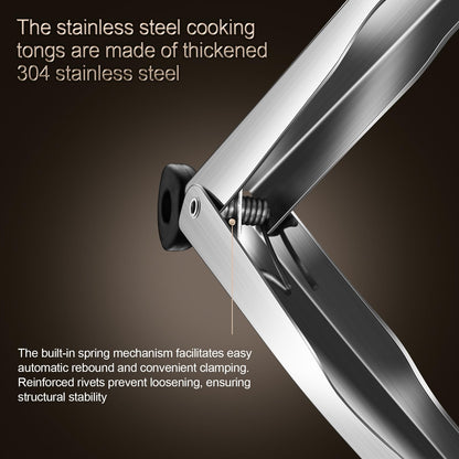 Huakai Locking Stainless Steel Kitchen Tongs, 12-inch Grill Tongs,Heat-Resistant up to 600°C, Precision Serrated Tip Design,Easily Grab and Flip Toss Steaks, Bread, Pizza, Salads, and Grilled Foods