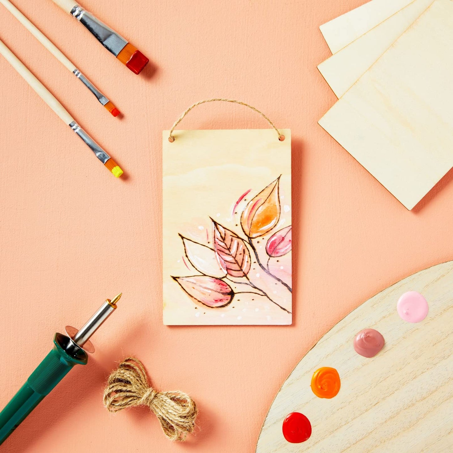 Bright Creations Unfinished Wood Craft Blanks - 3.75 x 5.75 in, Pack of 50 - Jute String Included for Blank Wood Signs & Banners - Great for Stenciling, String Art & DIY Painting - Wooden Plaques Bulk