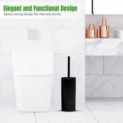 Bath Elements Set Toilet Bowl Brush for Bathroom with Holder | Modern Chic Designs Toilet Cleaner with Hidden Brush