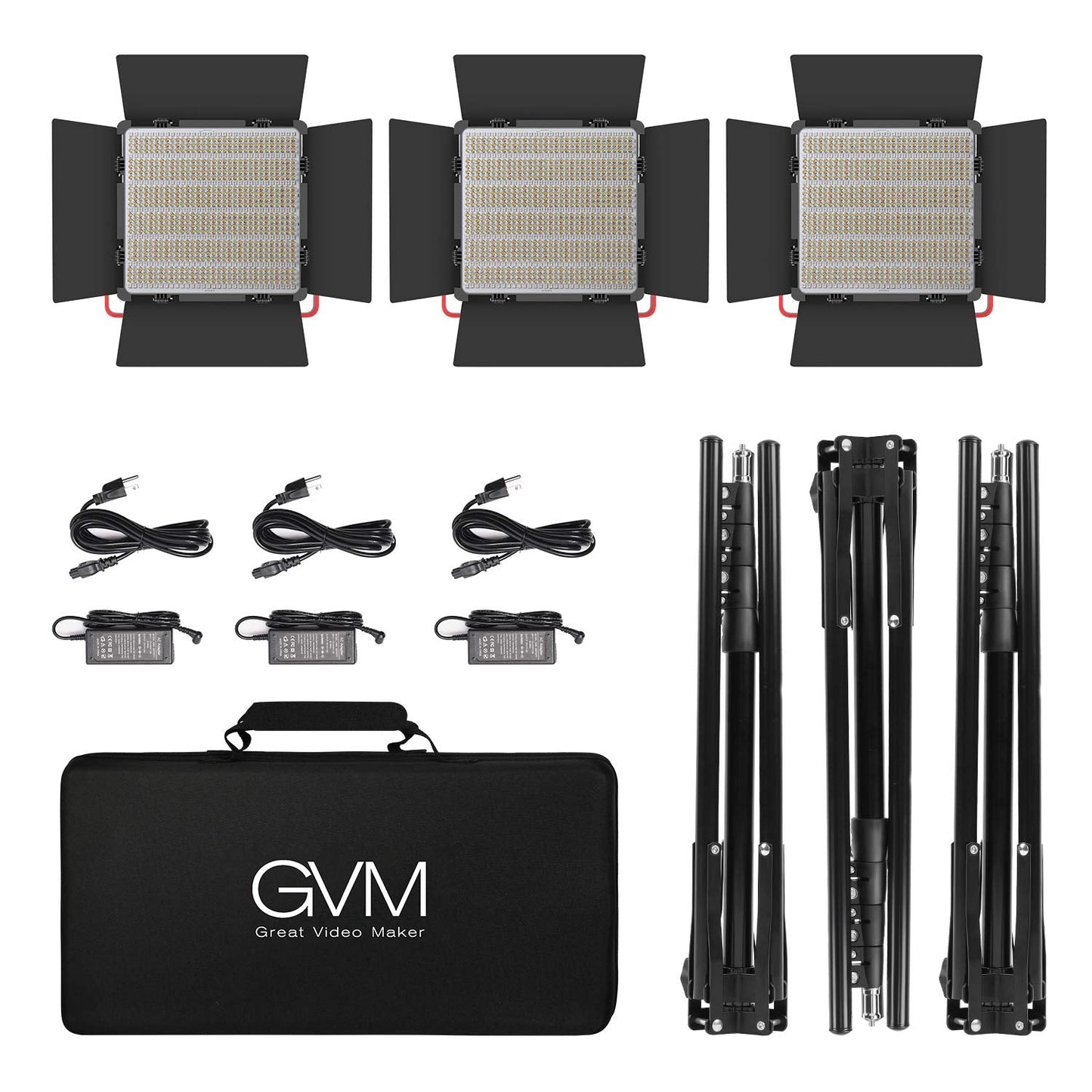 GVM RGB LED Video Light, 50W Video Lighting Kit with APP Control, 1200D Photography Lighting kit for YouTube Studio, 3 Packs Led Panel Light, 3200K-5600K, Aluminum Alloy Shell, CRI 97