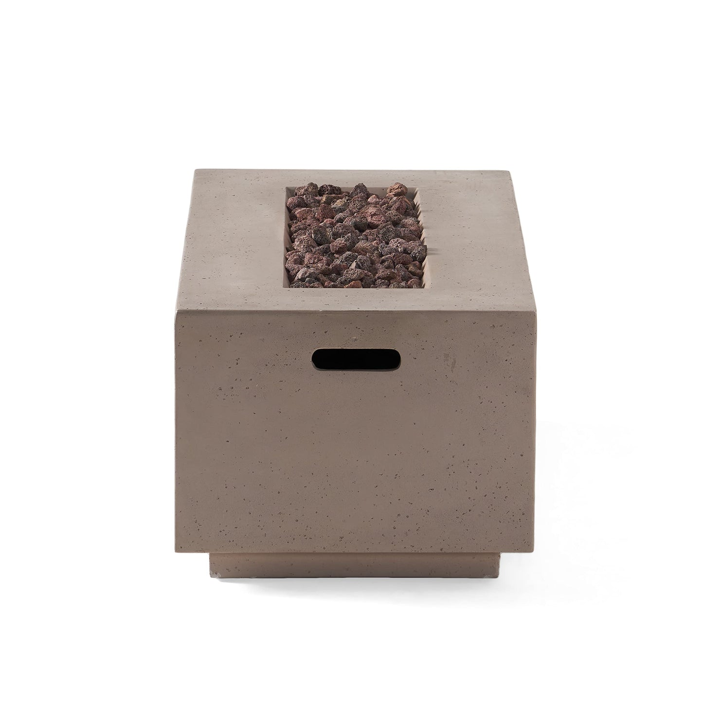 Christopher Knight Home Aidan Outdoor 40,000 BTU Rectangular Fire Pit (No Tank Holder) - Lightweight Concrete - Light Gray
