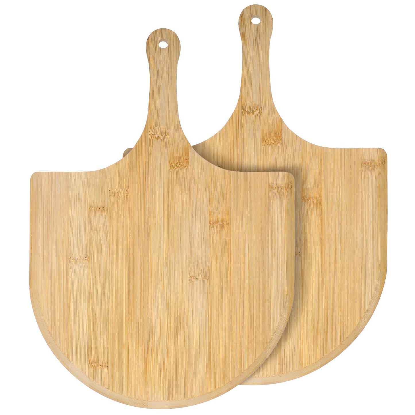 Afcabakila 2 Pcs Bamboo Pizza Paddle, 12 Inch Wooden Pizza Peel with Non-slip Handle for Oven Baking, Serving Board for Baking Homemade, Wood Cutting Board for Cheese Bread Fruit Vegetables