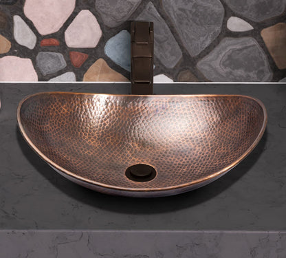 Monarch Abode Bathroom Sink – 19-Inch Harbor Vessel Bathrooms Countertop Sink, Bathroom Vessel Sinks, Above Counter Hand Hammered Pure Copper Bath Sinks for Restroom Vanity or Powder Room