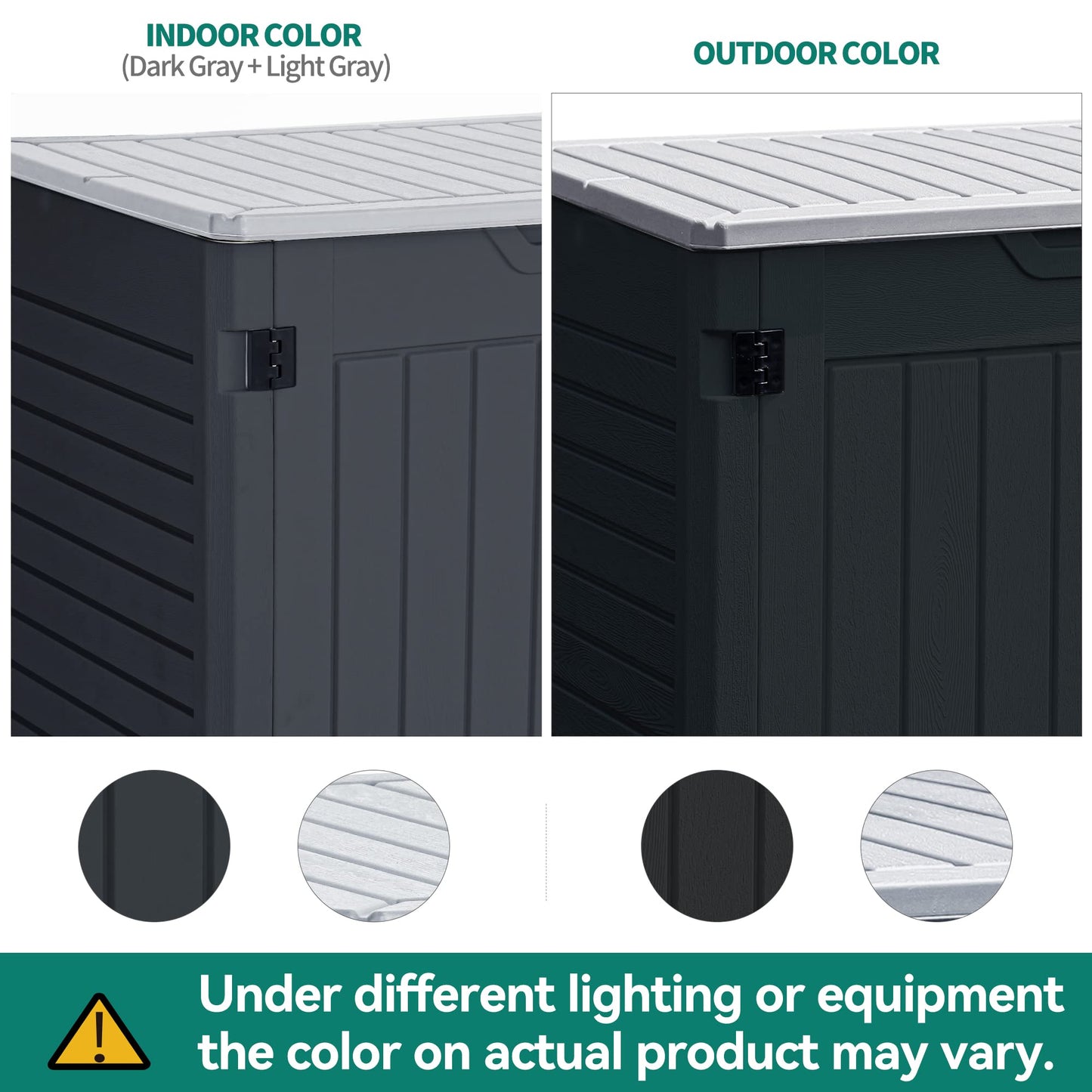 YITAHOME Outdoor Horizontal Storage Sheds w/o Shelf, Weatherproof Resin Tool Shed, Multi-Opening Door for Storage of Bike, Trash Cans, Garden Tools, 35 cu ft, Waterproof, Lockable, Dark Gray