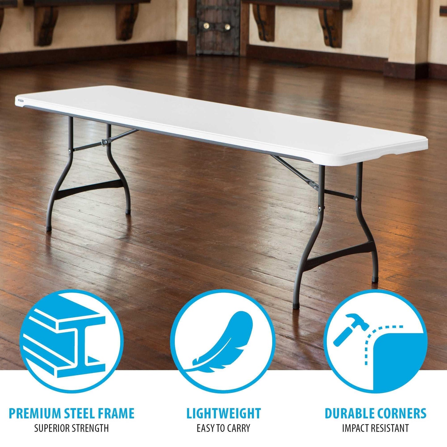 LIFETIME 8-Foot Folding Tables, 4-Pack, White Granite