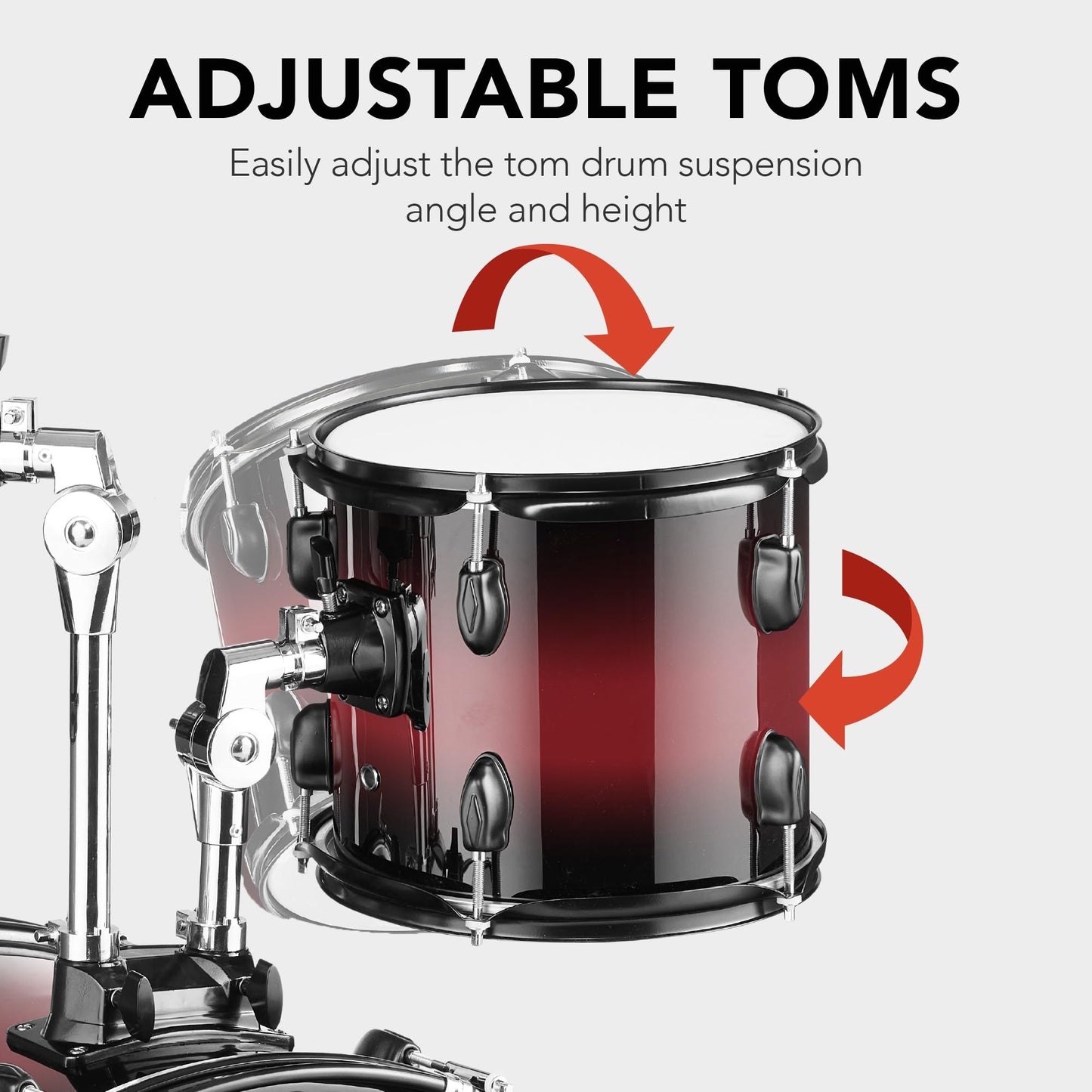 Best Choice Products 5-Piece Full Size Complete Adult Drum Set w/Cymbal Stands, Stool, Drum Pedal, Sticks, Floor Tom - Dark Cherry Sunburst