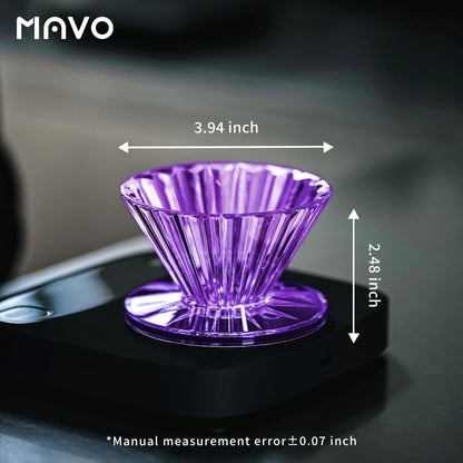 MAVO Pour Over Coffee Dripper, Detachable Hand Drip Brewer, Pour Over Coffee Maker, Compatible with V01 Paper Filters & Wave Filter 155, Purple