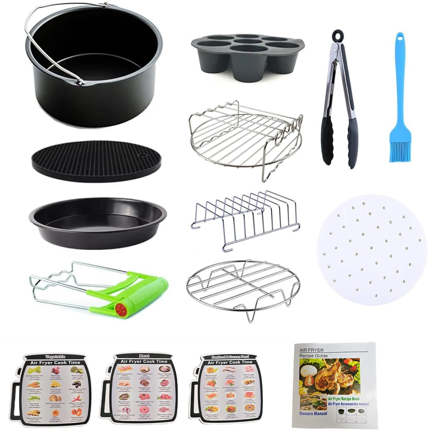 YuxingK Air Fryer Accessories Kit - 12pcs Universal for 4, 4.2, 5, 5.5, 5.8 QT Gowise Cosori Phillips Ninja Cozyna Air Fryer