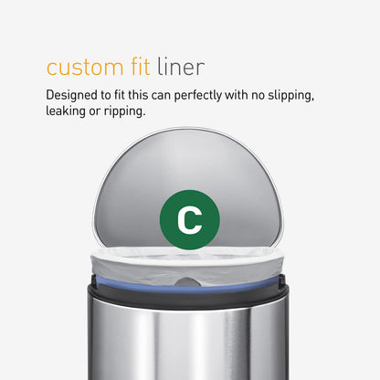 simplehuman Trash Can Liner C, 10-12 Liters/2.6-3.2 Gallons, 20-Count Bags (Pack of 3)
