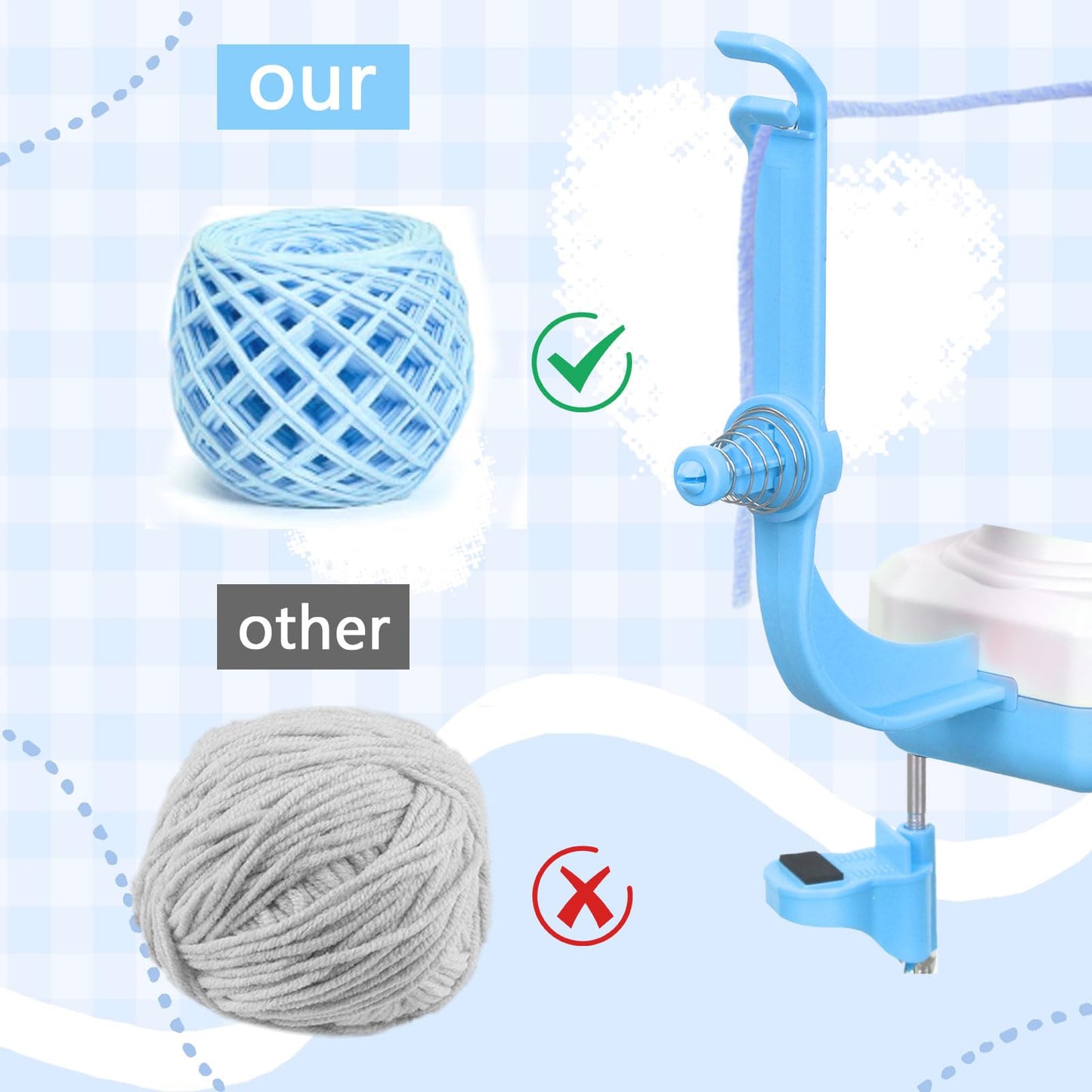 Electric Yarn Ball Winder,Yarn Winder for Crocheting,10oz Large Capacity Automatic Yarn Cake Winder Wool Spinner Roller for Crochet Lovers,Dual-Spring Strong Tension Stepless Speed Yarn Spinner