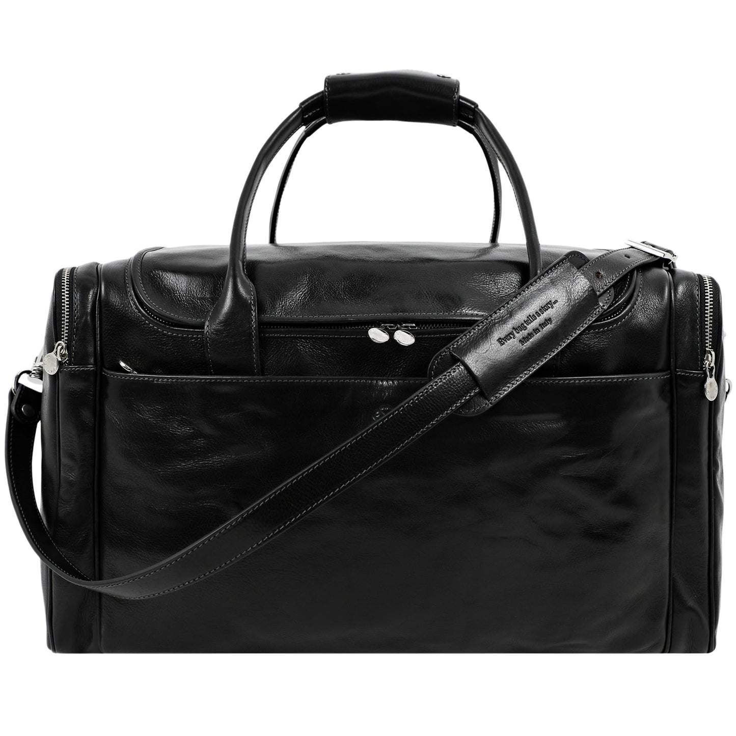 Time Resistance Leather Duffel Bag - Large Weekend Gym Travel Bag (Black)