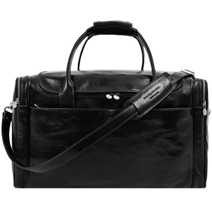 Time Resistance Leather Duffel Bag - Large Weekend Gym Travel Bag (Black)