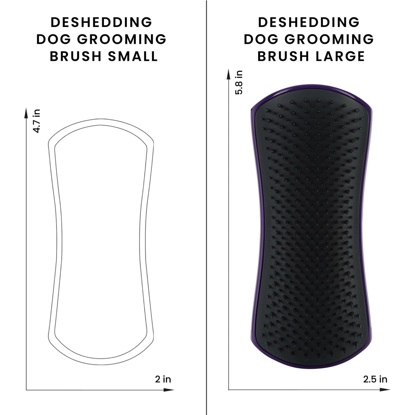 Pet Teezer De-Shedding Dog Brush by Tangle Teezer, Dog Grooming Tool for Long Haired Breeds and Wet or Dry Fur, Large, Purple & Gray