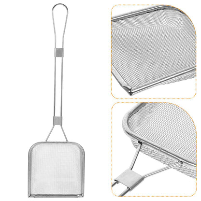 STOBAZA Fine Mesh Skimmer Spoon for Hot Pot and Frying Stainless Steel Fat Skimmer with Long Handle and Hanging Hole Food Strainer for French Fries Poached Eggs Vegetables and Meat 16.92 X 5.11 Inch