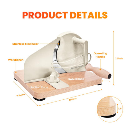 Gleissenweiss Stainless Steel Bread Slicer – Adjustable Manual Sourdough Bread Cutter with Hand Crank & Precise Thickness Control – Classic Homemade Bread Slicer for Kitchen & Bakery (Cream)
