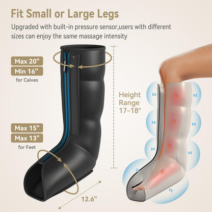 FIT KING Leg Massager with Heat and Compression Therapy, Leg Compression Massage for Circulation, Swollen Leg, RLS Pain & Fatigue Relief, Foot Calf Massager Boots, Recovery Gift for Mom Dad