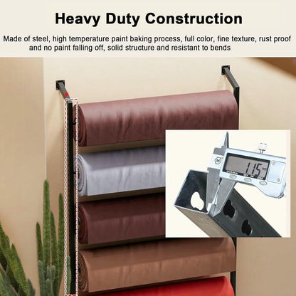 XDRGOOIUY Commercial Wall-Mounted Textile Fabric Roll Storage Rack with Adjustable Hanging Rod, for Vinyl Spool/Car Color Change Film/Tablecloth/Wrapper
