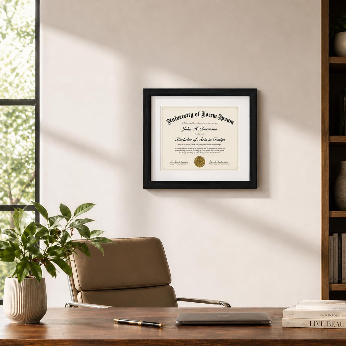 Americanflat 11x14 Diploma Frame with Shatter-Resistant Glass - Use as 8.5x11 Frame with Mat or Display 11x14 Documents Without Mat - Certificate Frames with Engineered Wood for Wall Display - Black