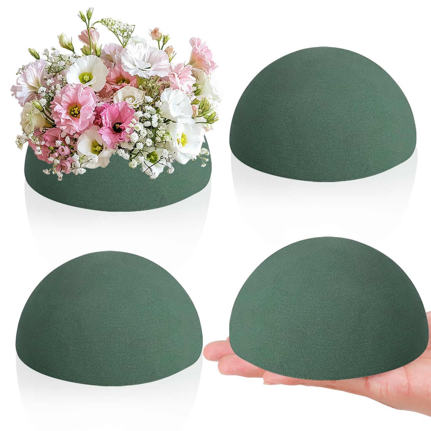 LOKIPA Floral Foam Round, 4 Pack Floral Dry Foam Half Ball for Artificial Plant Floral Arrangement and Wedding and Garden Decorations(5.51x2.76inch)