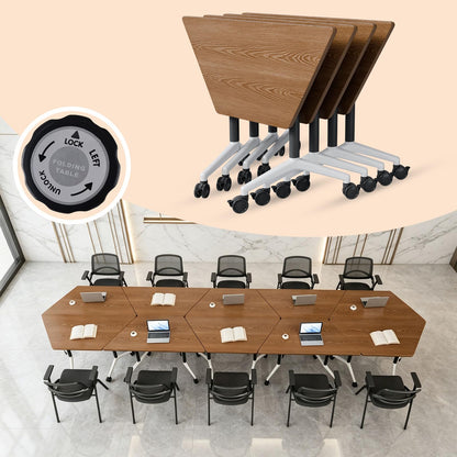 Folding Conference Table,Mobile Conference Room Tables with Wheels,47.2In Modern Seminar Tables,Flip Top Training Table for Office Classroom,Space-Saving Design