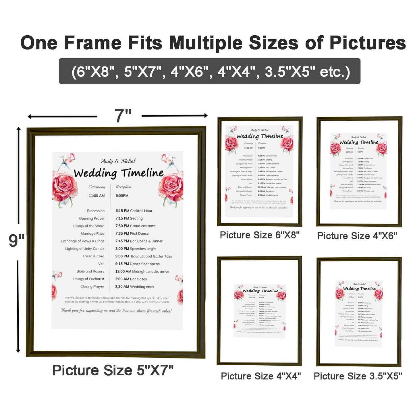 CROXXID 5x7 Floating Picture Frames Set of 2, Made of Metal and Double Real Glass, for Photo Size up to 7x9, Tabletop Display Home or Wedding Decoration (Vertical Black)