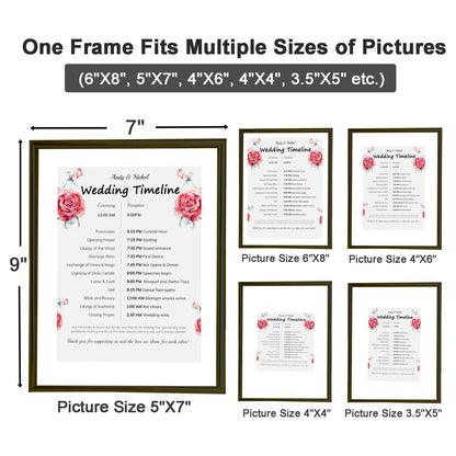 CROXXID 5x7 Floating Picture Frames Set of 2, Made of Metal and Double Real Glass, for Photo Size up to 7x9, Tabletop Display Home or Wedding Decoration (Vertical Black)