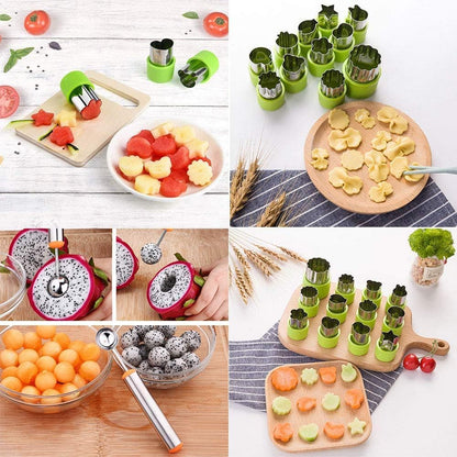 LetGoShop Cookie Cutter Sets for Kids, 12 Shapes Biscuit Cutters with Safety Handle & 10 Cartoon Food Forks