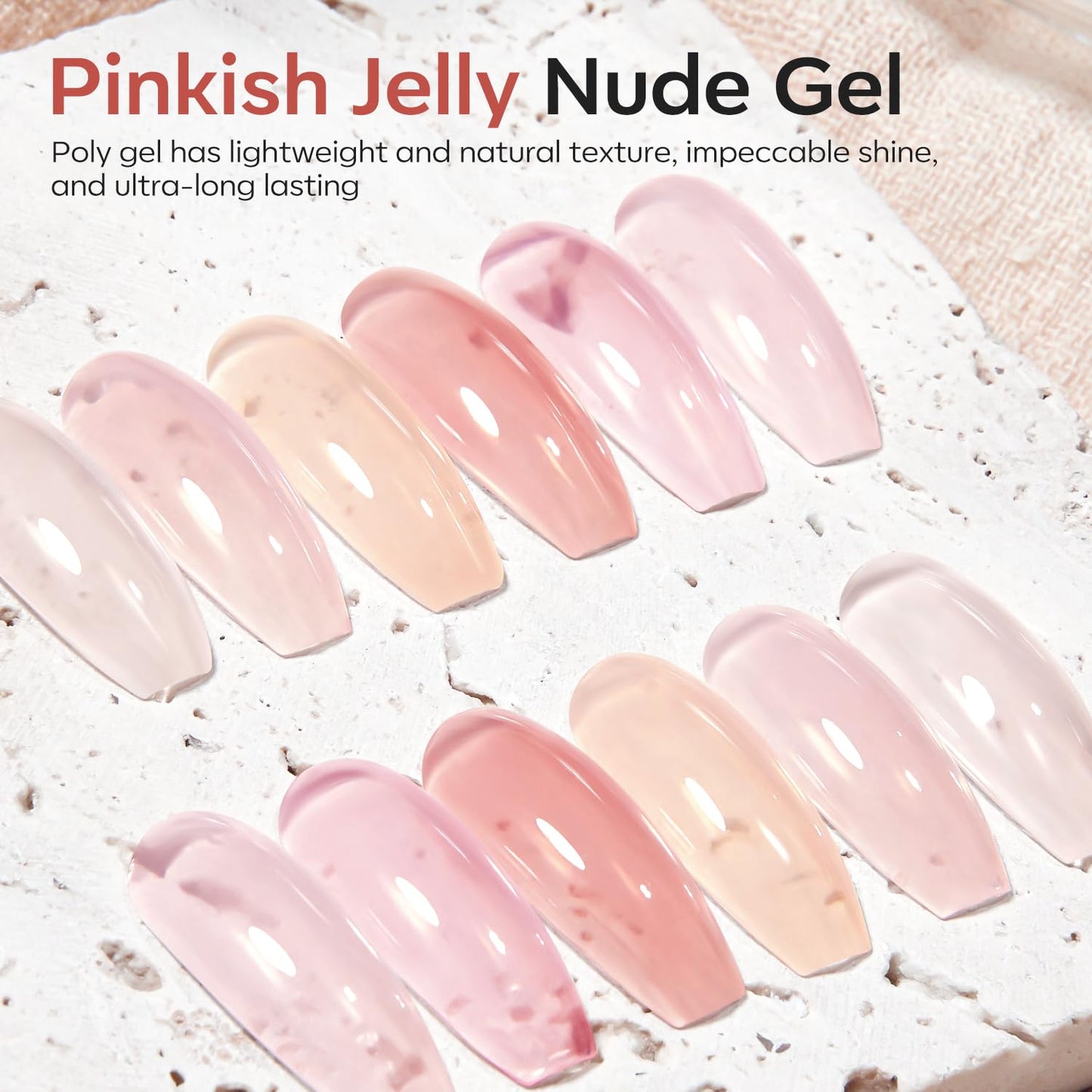 modelones Poly Gel Nail Kit 6 Colors with 8 W Nail Lamp Extension Gel Kit Jelly Milky White Pink Nude Complete Tools Beginner Thickening Solutions DIY at Home for Women