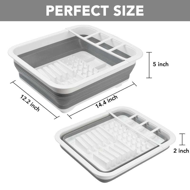Tiawudi Collapsible Dish Drying Rack, Pop Up Dinnerware Drainer, Portable Plate Organizer for Kitchen RV Campers Travel Trailer, Space Saving Kitchen Storage Tray