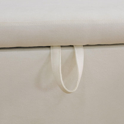 UOCFYK Storage Ottoman Bench 48 Inch Printed Fabric Upholstered Storage Bench for Bedroom End of Bed Large Oval Storage Ottoman for Living Room Entryway, Aesthetic (Off-White)