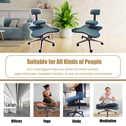 Office Chair Cross Legged Chair，Cross Leg Ergonomic Chair with Back Support, Adjustable Kneeling Chair for Computer Workers & Yoga Lovers, Chair Stool for Meditation(Black)