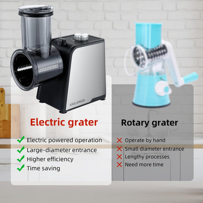 5 In 1 Electric vegetable slicer，300W Electric Cheese Grater Salad Shooter, One-Touch Easy Control, Electric Grater for Vegetables, Cheeses and NutsFor Home Kitchen