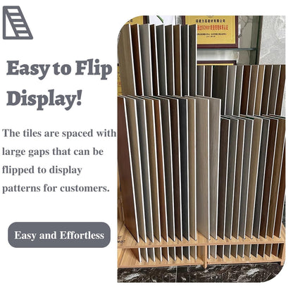 Wooden Tile Display Rack - 10/18 Tier Porcelain Sample Stand, 31" x 45" Organizer for Marble Slabs, Durable Retail Shelf for Building Materials, Perfect for Showrooms and Stores