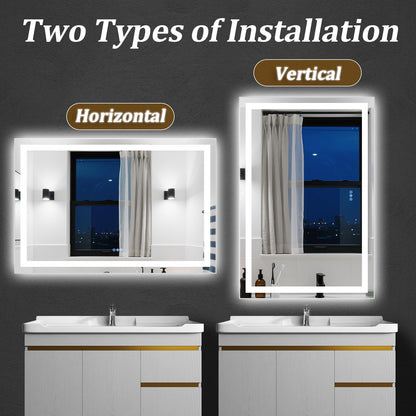 VETROVUE 60"x40" Large Smart LED Bathroom Mirror - Dimmable Brightness, Backlit & Frontlit Lighting, 3 Color Modes, Anti-Fog, Memory Function, Wall Mounted Lighted Vanity Makeup Mirror