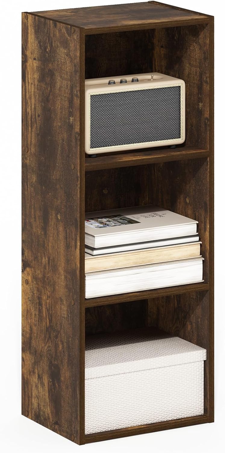 3-Tier 9 12 32, Furinno PASIR Book Shelf, Bookshelf, Bookcase with Open Shelves, x x for Living Room, Bedroom, Home