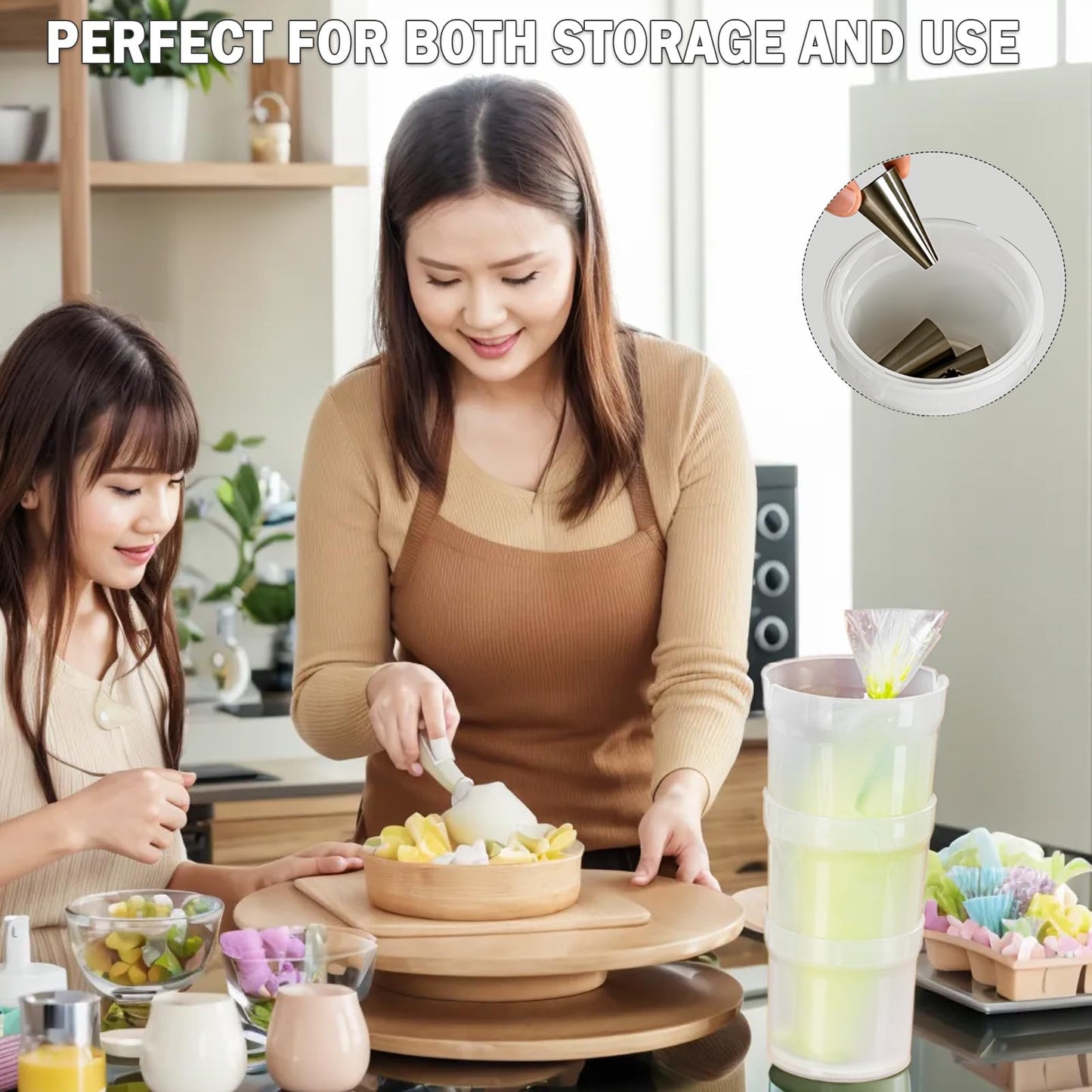 Runspich Piping Bag Holder Stand for Easy Filling – Cake Decorating Supplies Kit for Pastry & Icing Bags