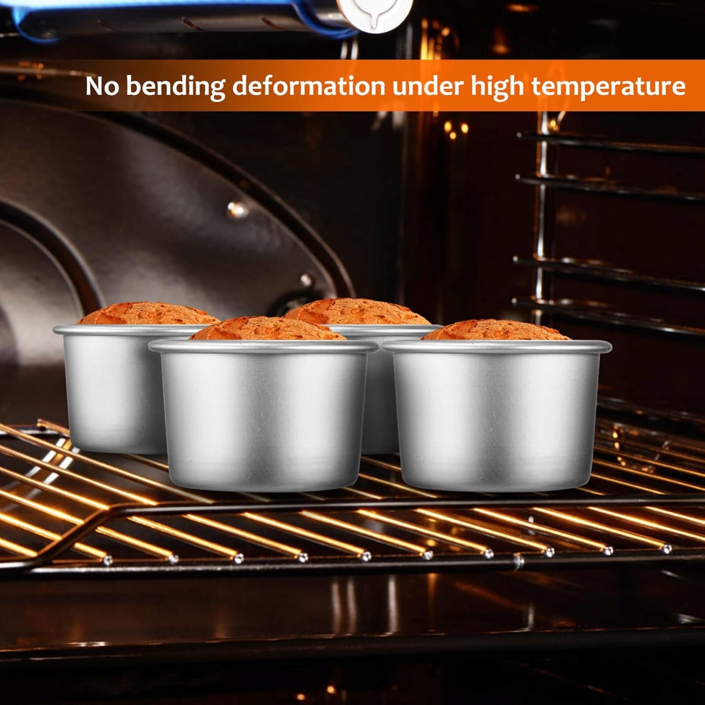 HOMSFOU 2 Inch Cake Pan Set of 4, Aluminum Alloy Round Baking Pans for Cupcakes, Brownies, Muffins