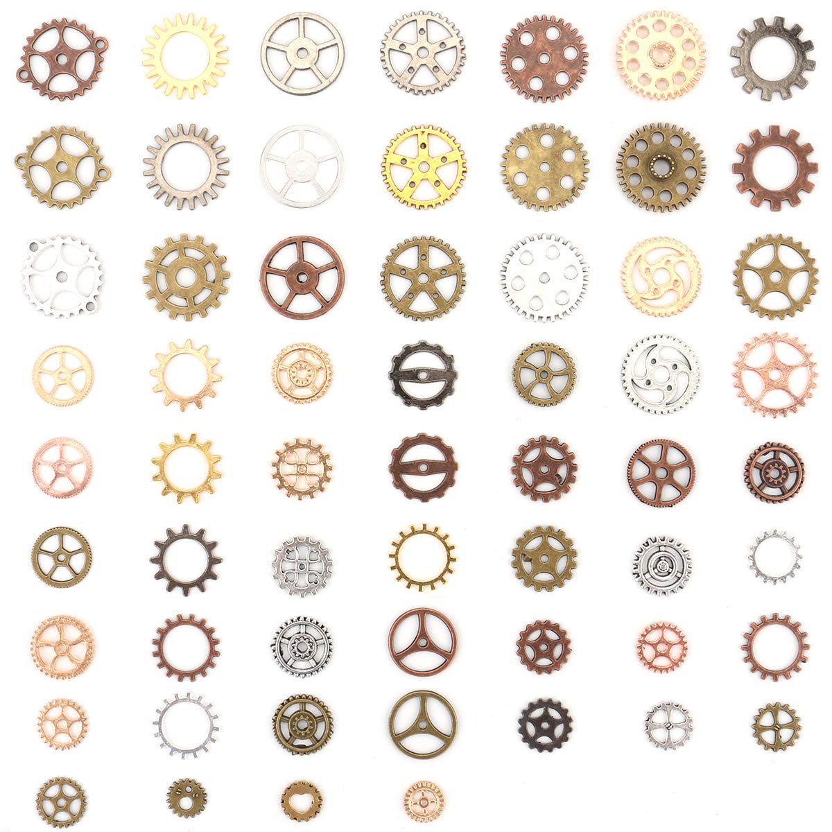 Foraineam 300 Gram (Approx. 210pcs) Assorted Antique Steampunk Gears Charms Pendant Clock Watch Wheel Gear for Crafting, Jewelry Making