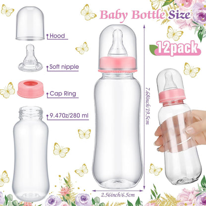 Sherr 12 Sets Pcs Safari Baby Shower Bottle Sign Wooden Jungle Animal Gift Gender Reveal Favors Bottles