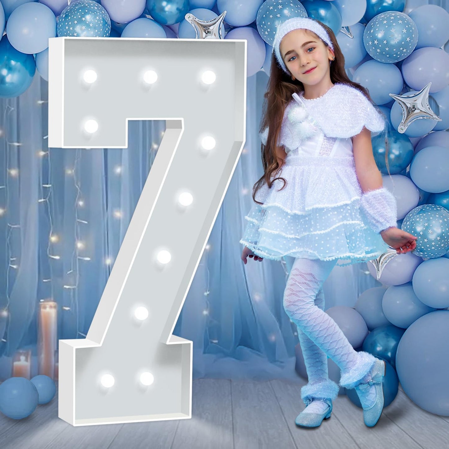 HITINO 4FT Marquee Numbers, Cool White Light Up Numbers 7, LED Light Number for 17th 70th Birthday Party Decor, 70th Anniversary Decorations, Engagement, Holiday Party Backdrop Arch Decorations