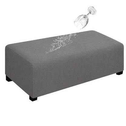 Easy-Going 100% Dual Waterproof Stretch Ottoman Cover Rectangle Folding Storage Stool Furniture Protector Soft Slipcover for Living Room with Elastic Bottom (XX Large, Light Gray)