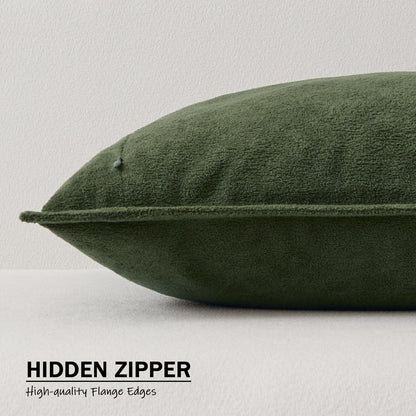 16x16 Inch Pack 2 Kevin Textile Spring Waterproof Decorative Pillow Covers Moss Green of Soft Boucle Textured Throw