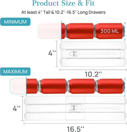 12 Pack 4" 10.2"-16.5" Vtopmart Drawer Dividers for Clothes, High Adjustable Expandable Dresser Drawer Organizer, Clear