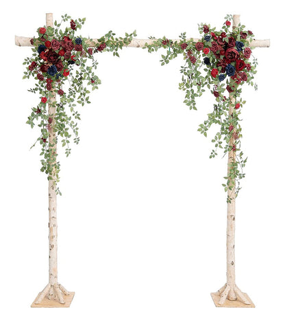 ELUKHT Wedding Arch Flowers Kit, Set of 2, 2Pcs Artificial Arch Floral Arrangement Swags, Wedding Garland Arbor Flowers for French Wedding Ceremony Backdrop Decor (Red)