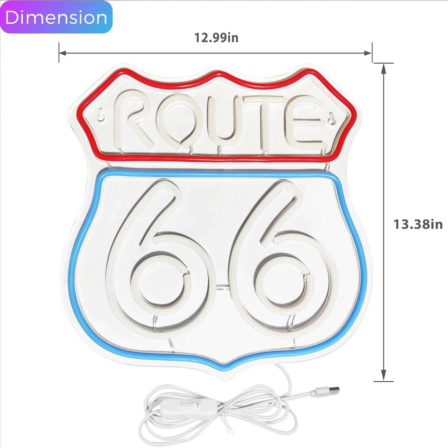 Route 66 Neon Sign Historic US High Way Acrylic LED Sign for Bedroom Wall Decor Blue Neon Light Game Room Wall Sign Party Light Club Neon Accessory
