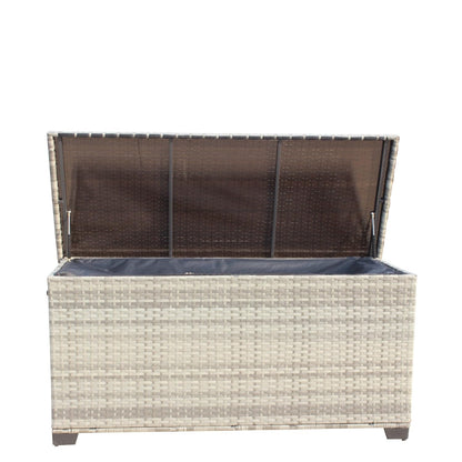 Geelife Wicker Patio Furniture Storage Box Grey