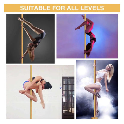 Ktann Removable Dance Pole Kit 45mm Adjustable Dance Pole - Spinning/Static Mode, Heavy-Duty Steel, Ideal for Home Workouts(Gold)
