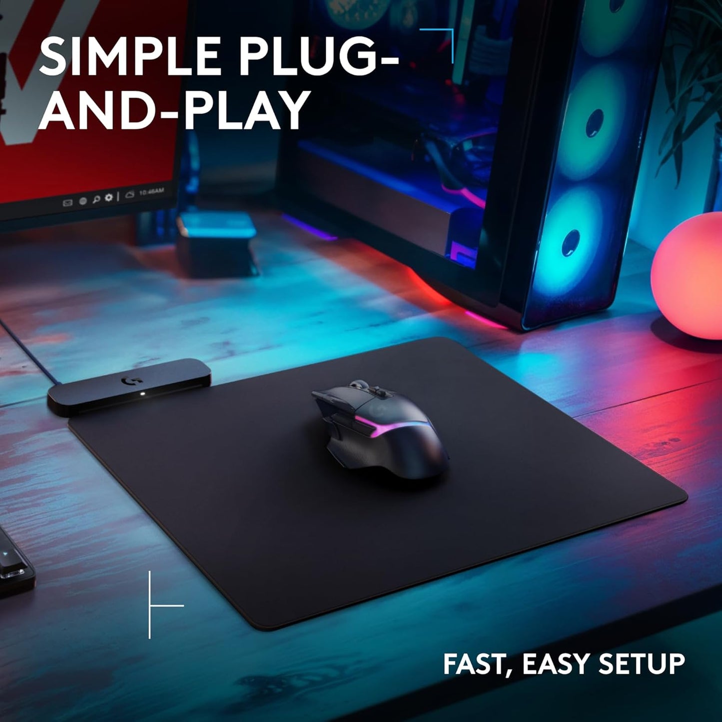 Logitech G POWERPLAY 2 Wireless Charging Mouse Pad for Compatible Gaming Mice, 34.5 X 28.4 cm (13.5 x 11.2 inches), 3.5 mm Height, for PC/Mac - Black