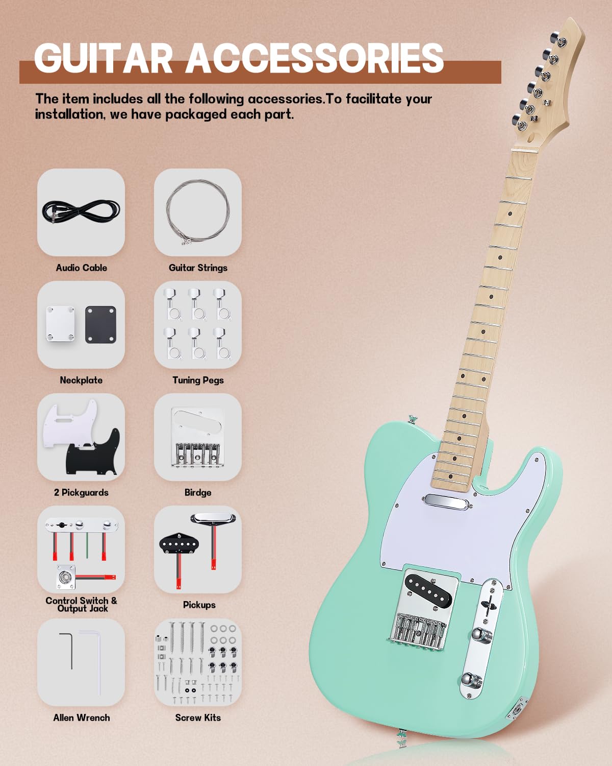 Leo Jaymz Print DIY Electric Guitar Kits (TL Surf Green (New))